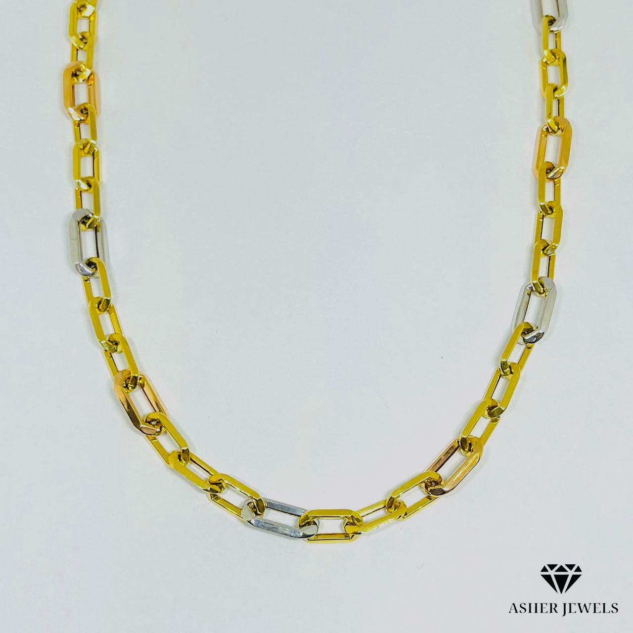 Chunky Tri-color Paperclip Necklace 20"